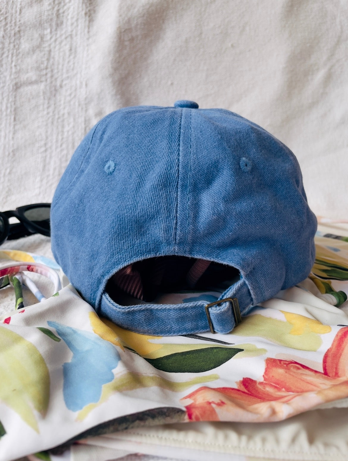 Blue and white embroidered captain cap relaxed fit hat Australia boat 