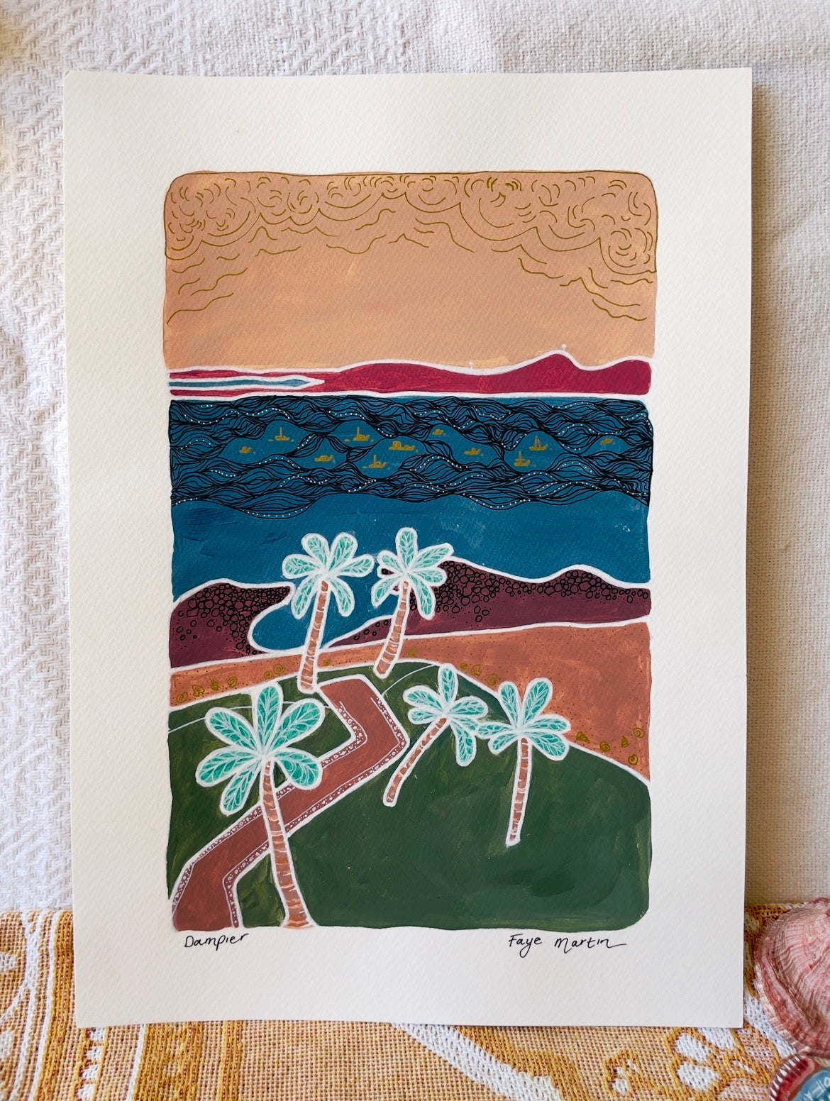 Dampier Pilbara original artwork Western Australia coastal painting By Faye Martin 