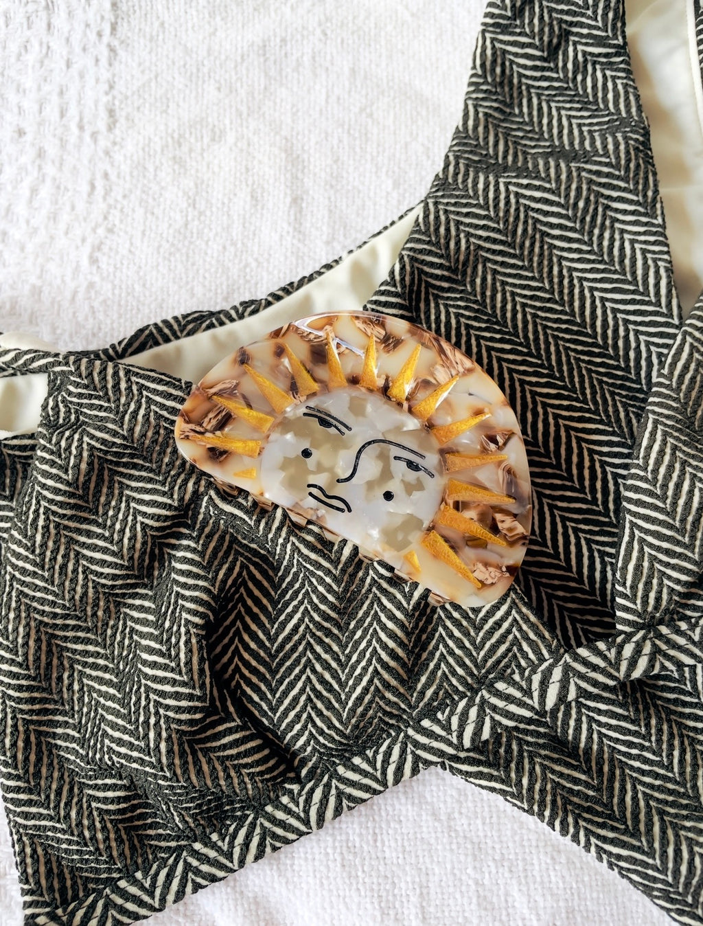 Celestial Sun Face Hair Claw Clip