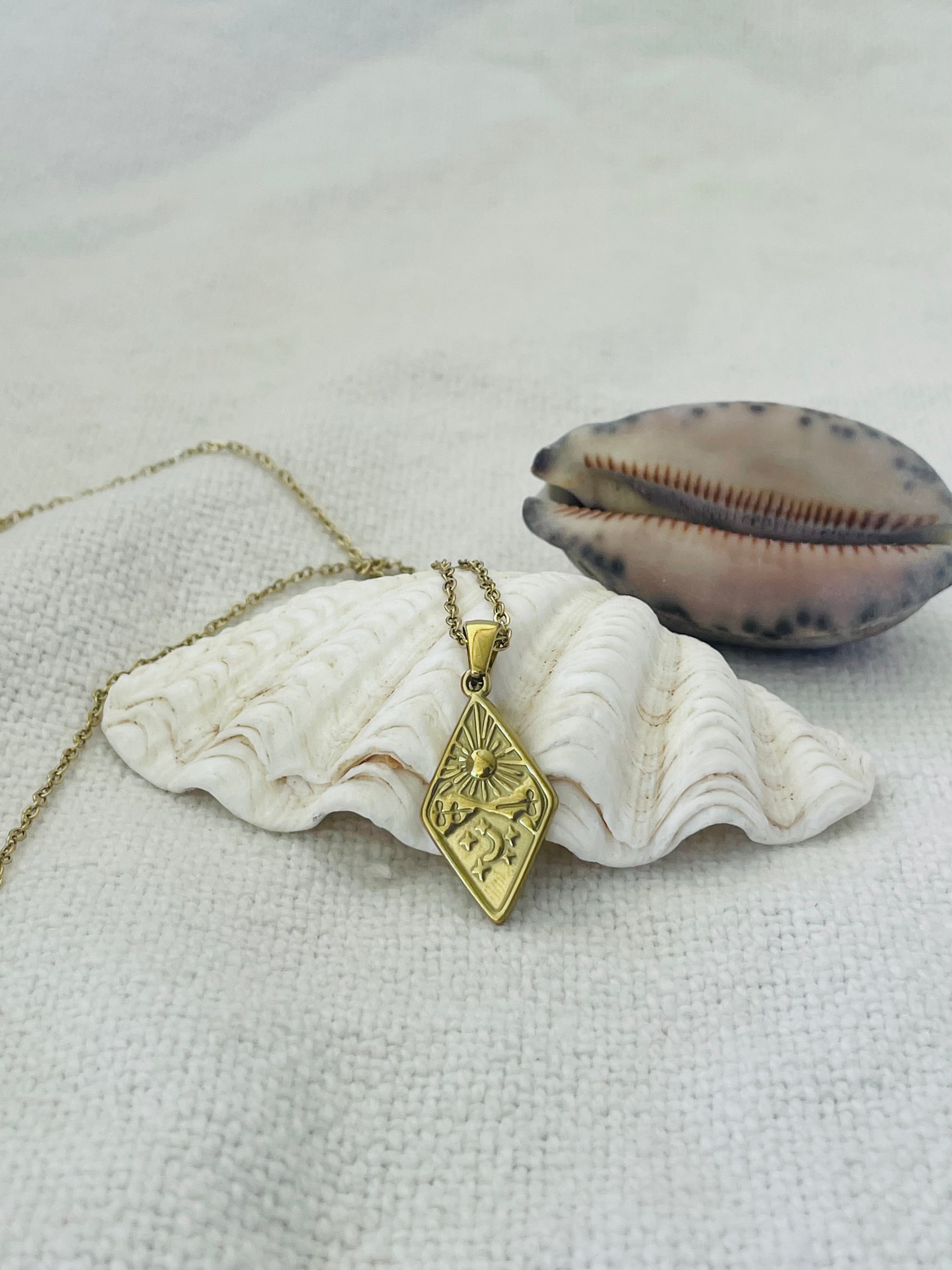 Sun Moon Mountain Necklace | Gold