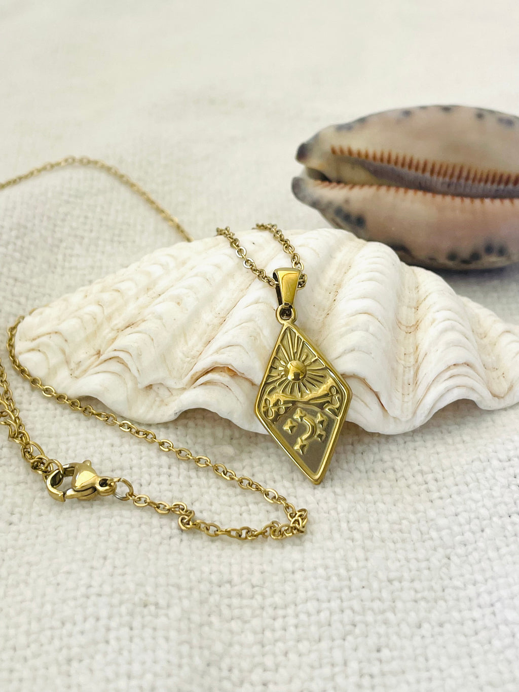 Sun Moon Mountain Necklace | Gold