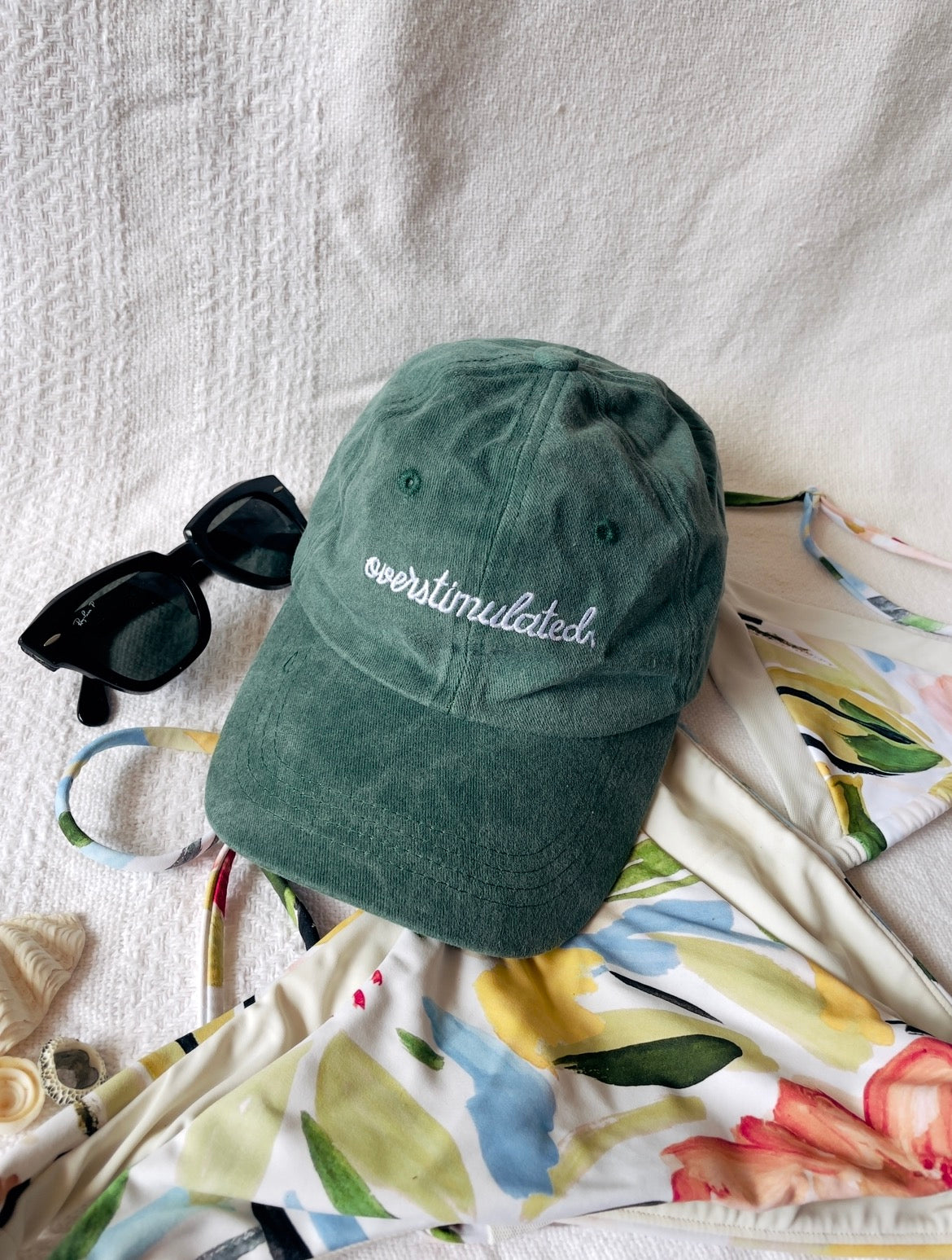 Overstimulated embroidered green cap relaxed fit hat Australia 