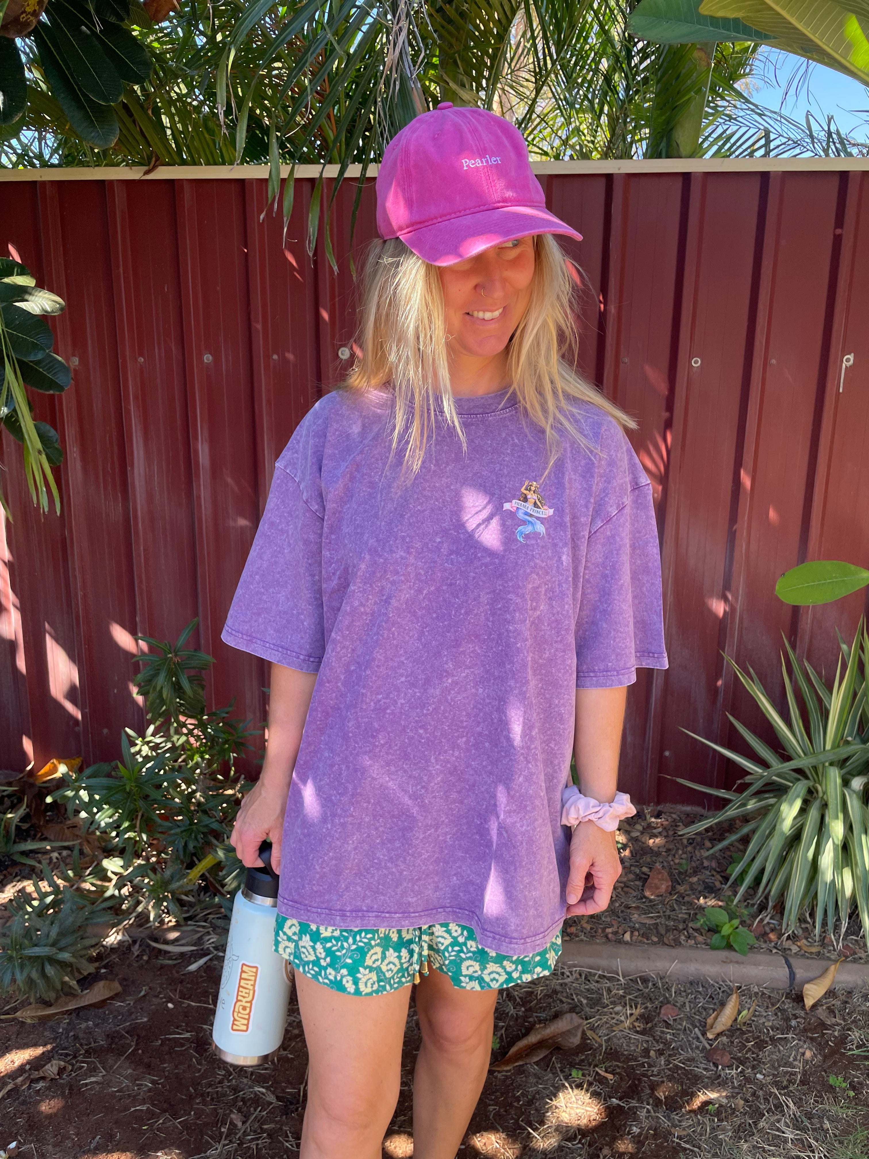 Pilbara Princess Purple Oversized Fade Wash Tshirt cotton front styled 
