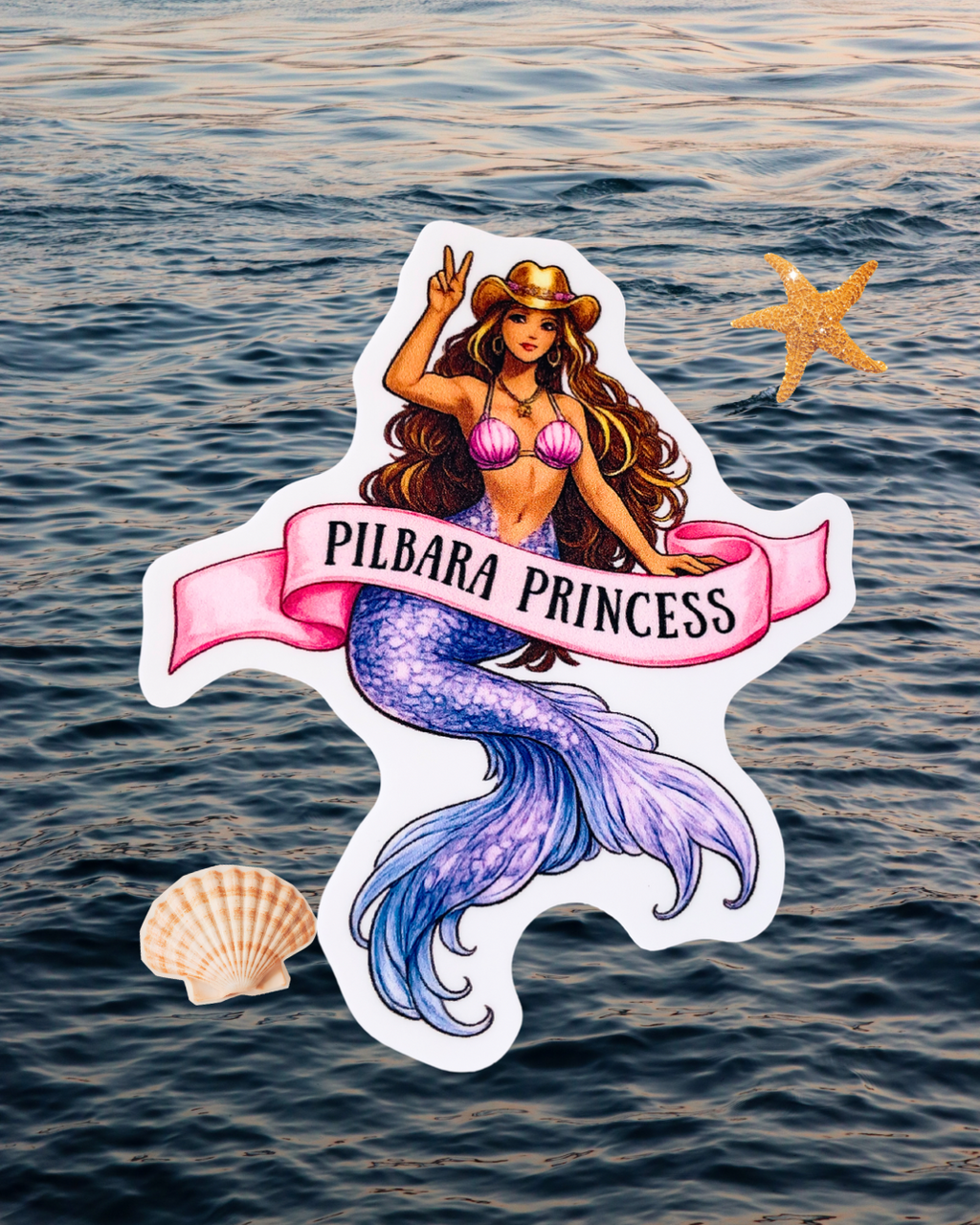 Mermaid sticker with 'Pilbara Princess' 