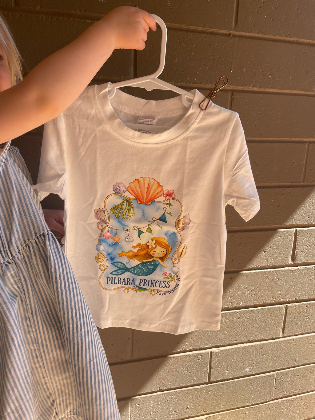 Pilbara Princess white girls tshirt Western Australia Cotton short sleeve