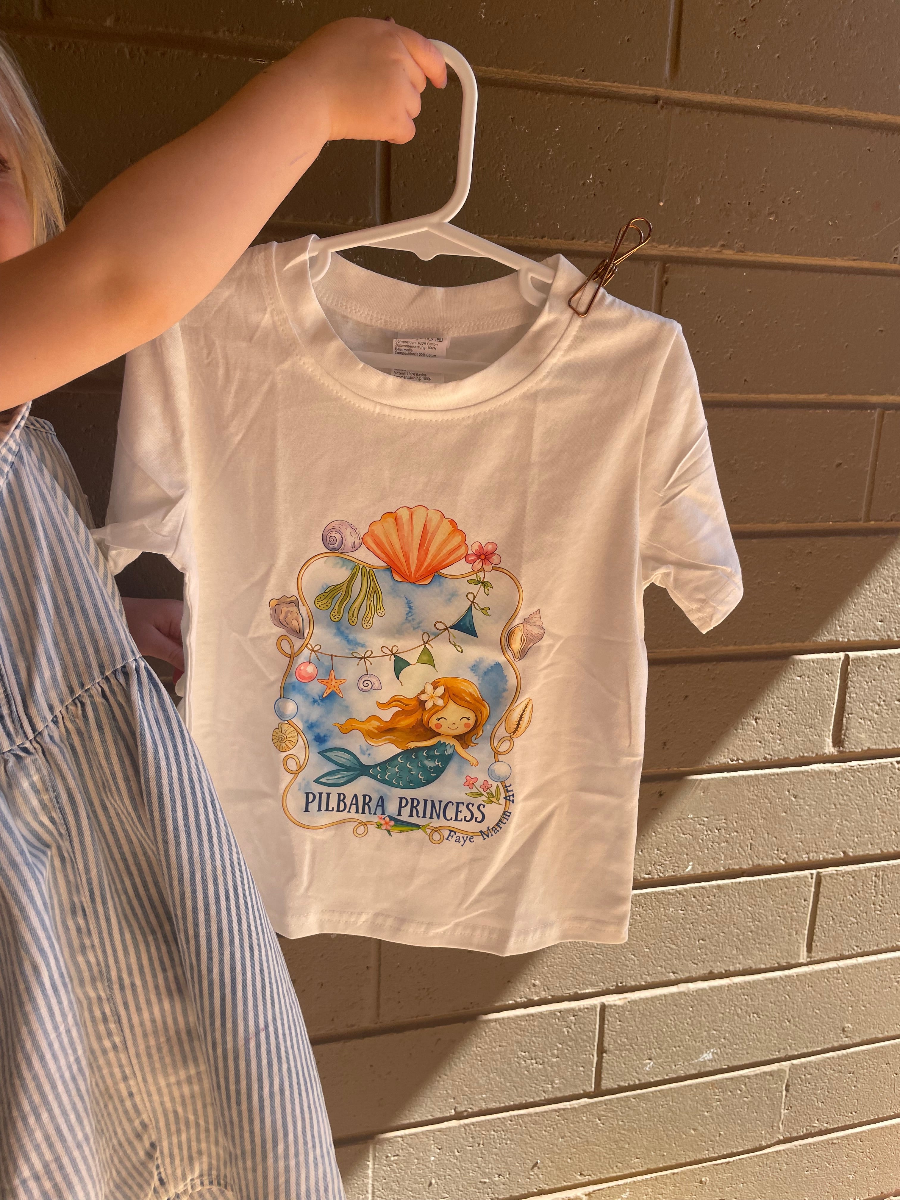 Pilbara Princess white girls tshirt Western Australia Cotton short sleeve