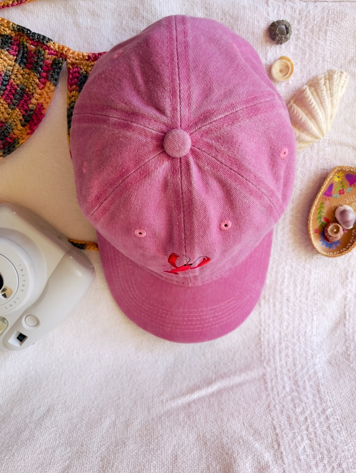 Pink and red lobster embroidered dad hat Australia 