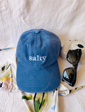 Salty embroidered blue baseball cap Summer beach hat