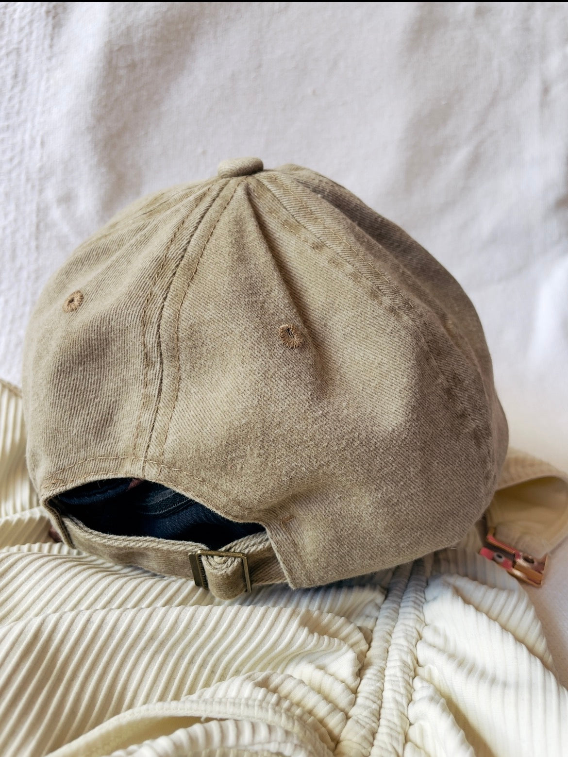 White Turtle embroidered khaki adjustable relaxed fit cap