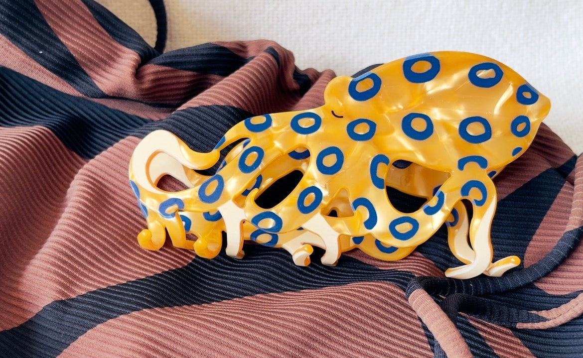 Giant blue ringed octopus hair claw clip ocean statement accessory Australia
