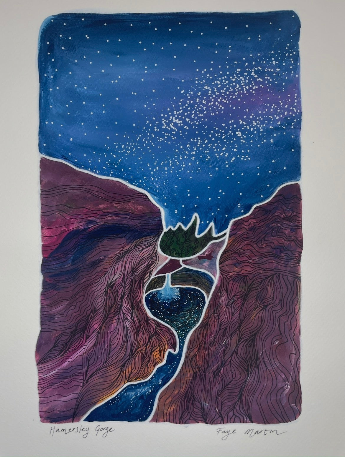 Hamersley Gorge Karijini National Park original artwork Pilbara landscape painting Western Australia