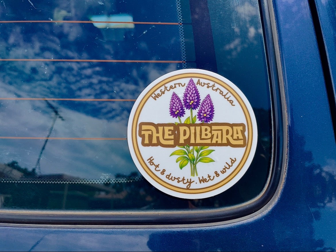 the pilbara mulla mulla flower car sticker for travellers