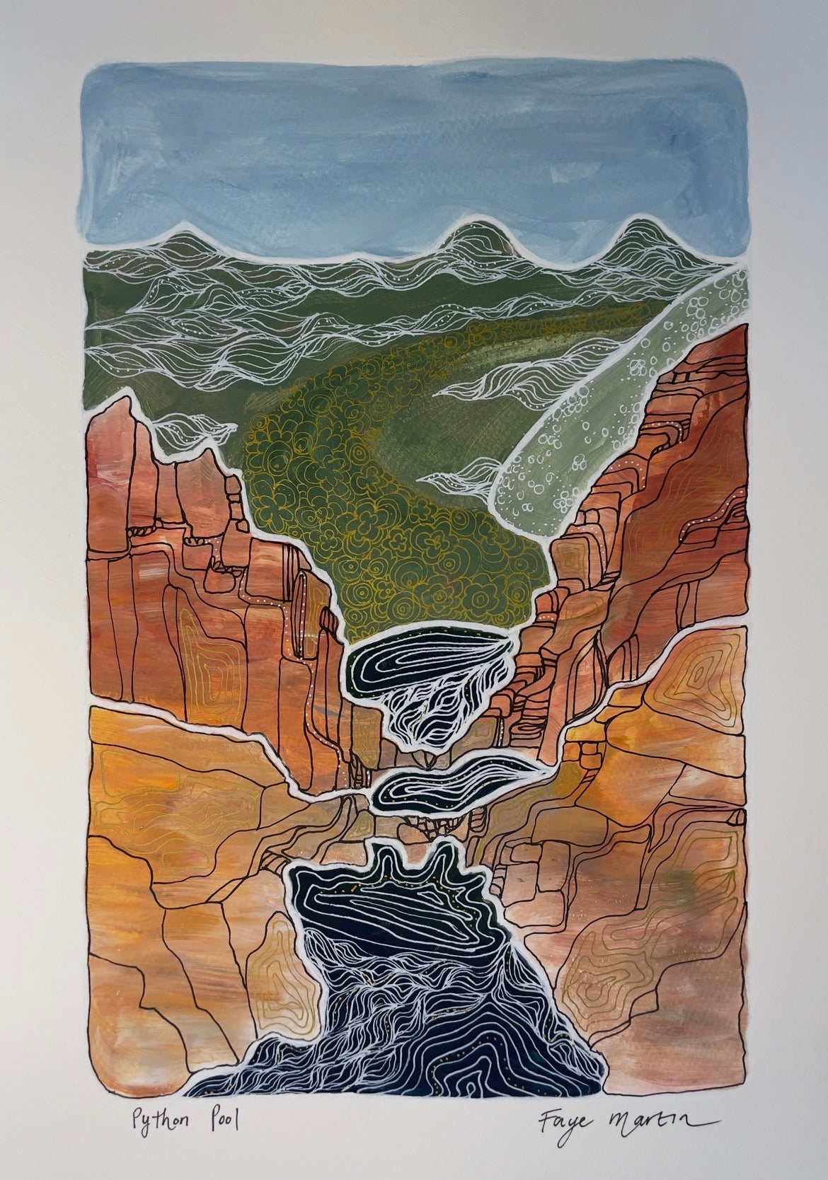 Python Pool Pilbara original artwork Millstream Chichester National Park painting By Faye Martin