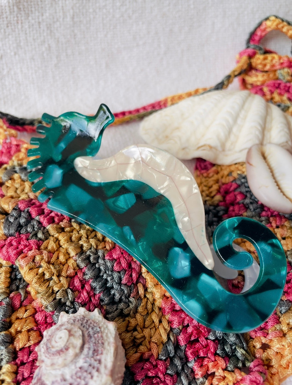 Seahorse hair claw clip coastal ocean design Australia
